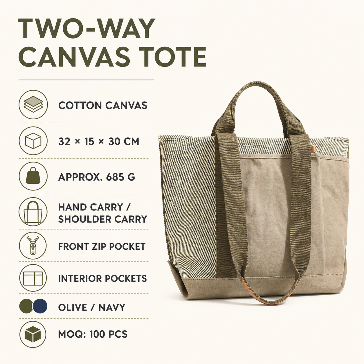 BAG-005 dimensions and minimum order quantity